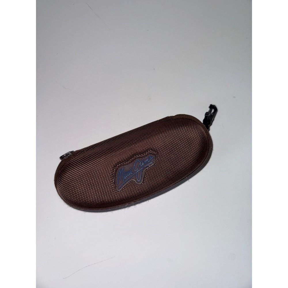 Maui Jim Brown Woven Hard Shell Zippered Sunglasses Case with Clip